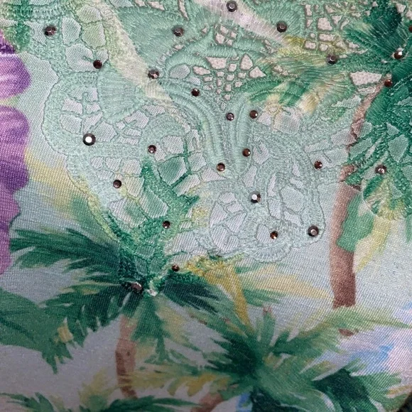 Alfred Dunner Green and Purple Tropical Tunic - Picture 4 of 6